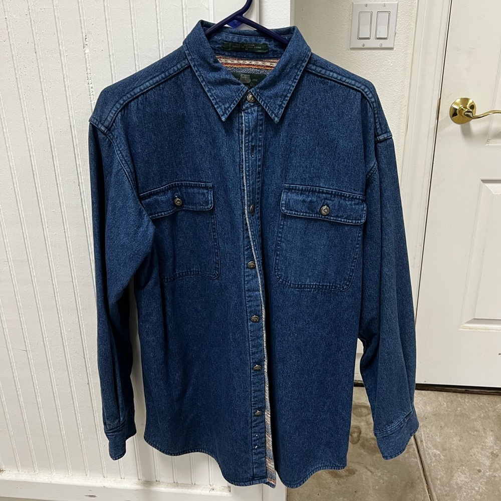 Men’s Medium Orvis Denim Button Down Lined Jacket
